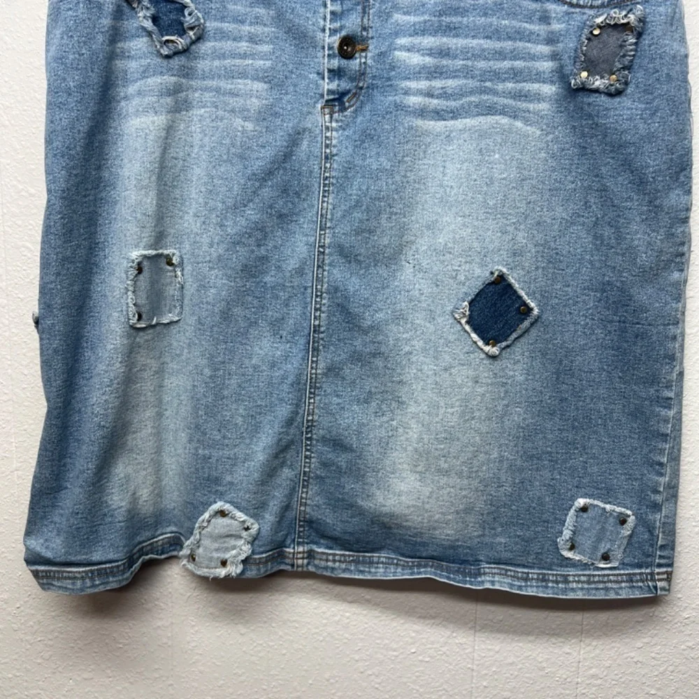 Sunshine Apparel Y2K Vintage Patchwork Festival Western Cowgirl Denim Skirt 22W